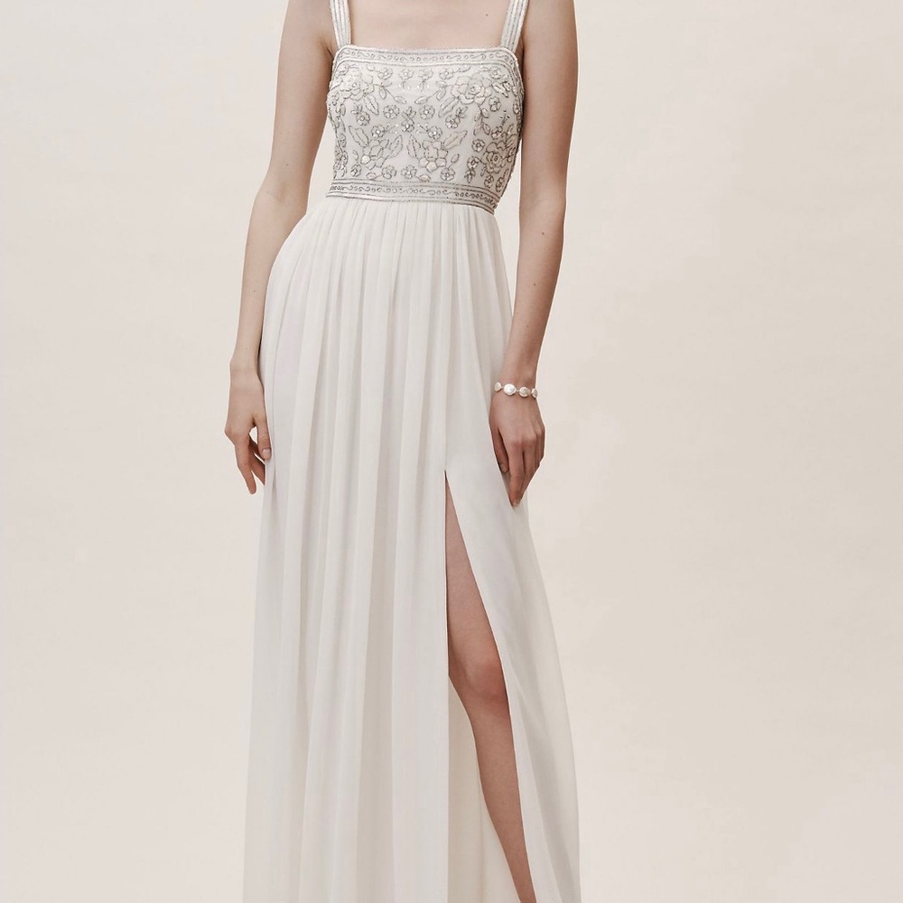 BHLDN Palermo white sequin embellished bridesmaids dress size 6